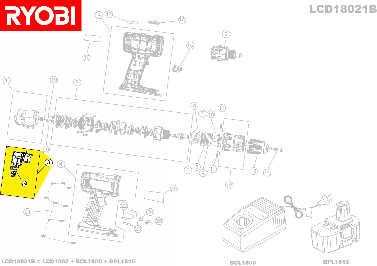 interrupteur variateur réf. 5131008025 Ryobi